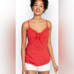 Old Navy Top Women’s Red V-Neck Sleeveles Bow Adjustable Strap Tank